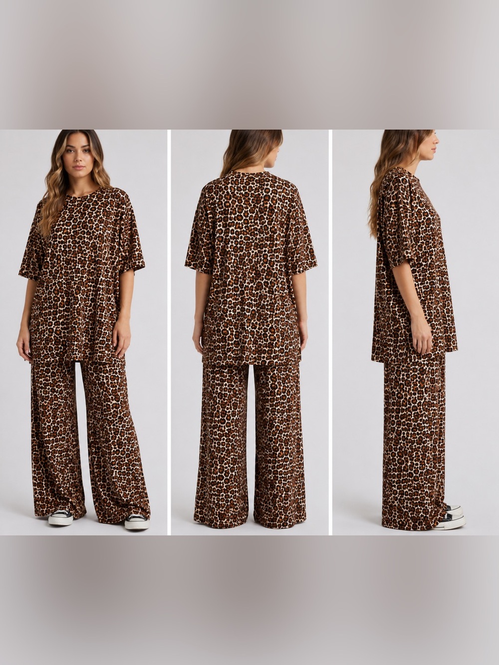 DRESSED IN LALA Leveled Up Oversize T-Shirt & High Waist Pants Set Size Small